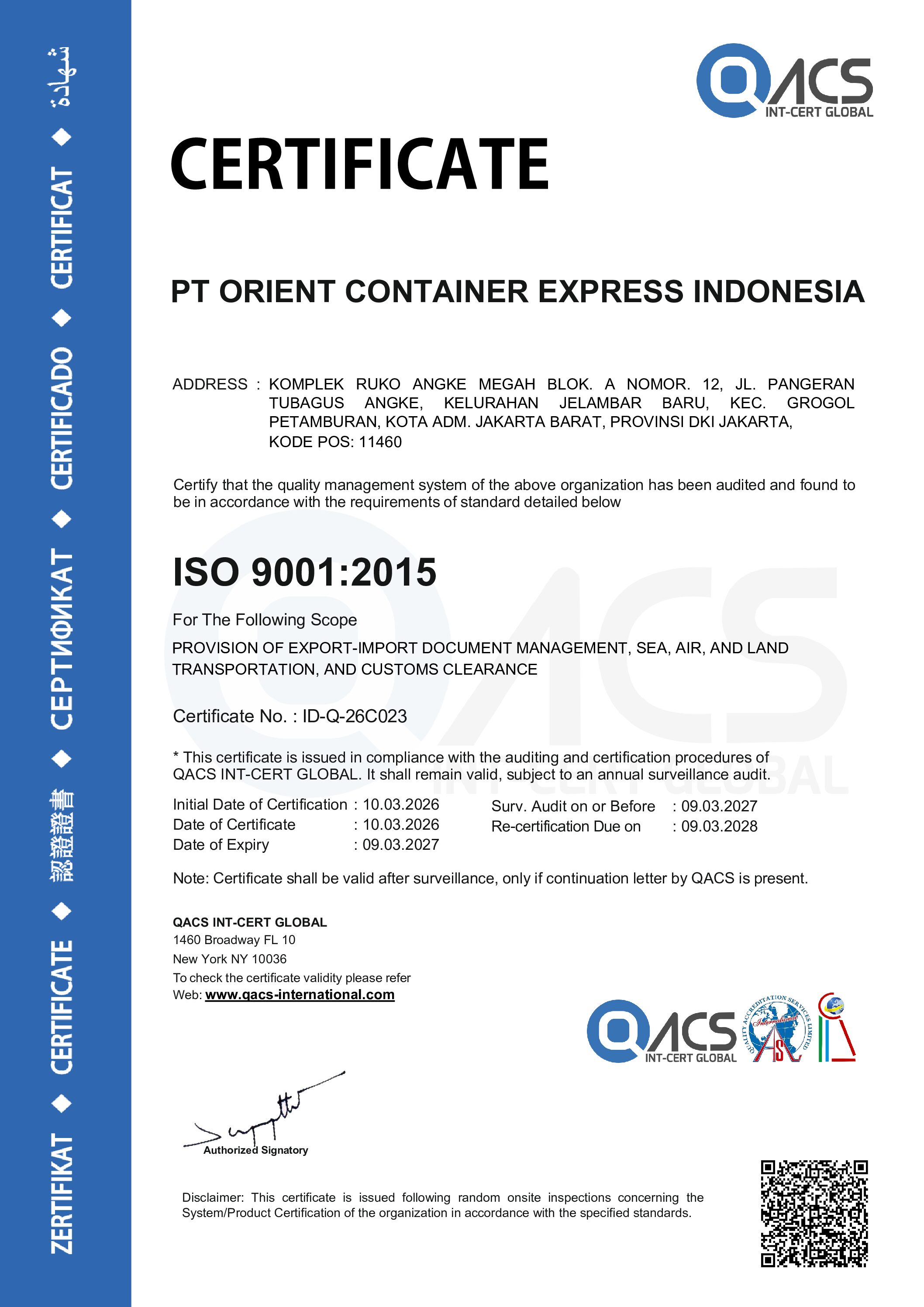 Final Cert ISO 9001 PT ORIENT CONTAINER EXPRESS INDONESIA